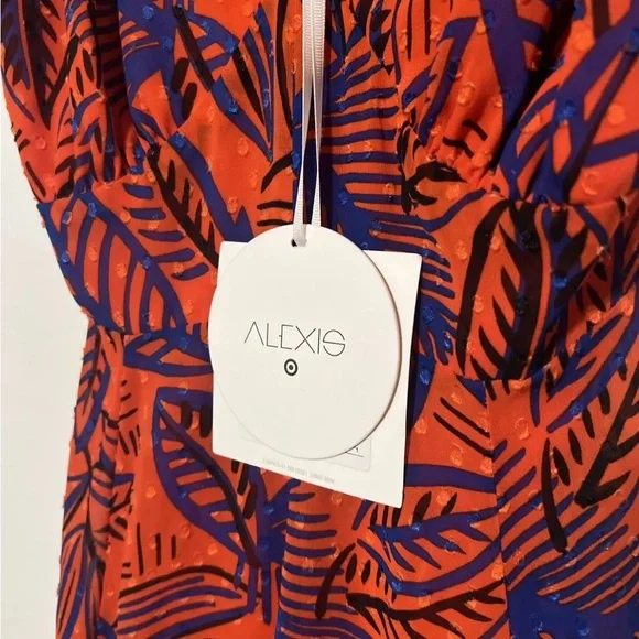 NWT ALEXIS for Target - Size XS - Tropical Leaf Tie Strap Asymmetrical Hem Dress - Picture 9 of 11